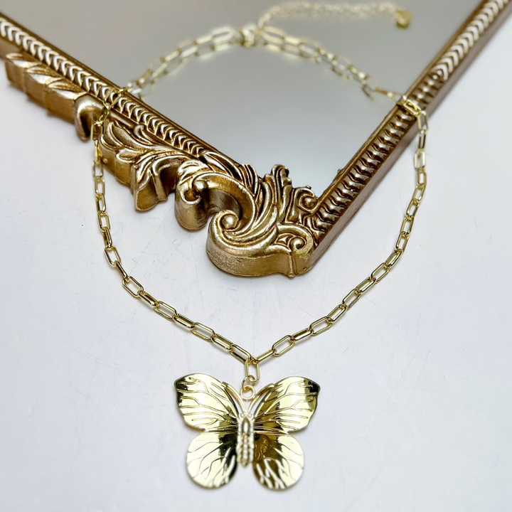 Treasure Jewels | Wings of Grace Chain Butterfly Pendant Necklace in Gold