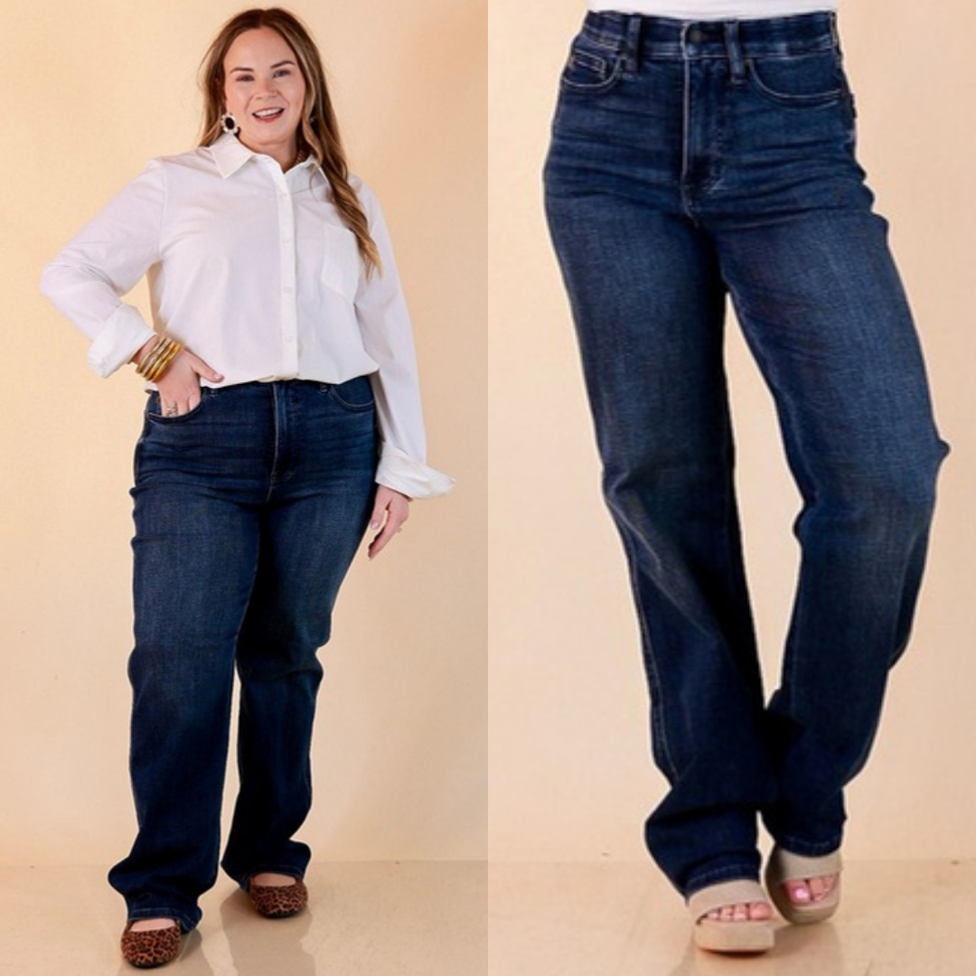 Tried and True tummy control straight leg jeans in dark wash