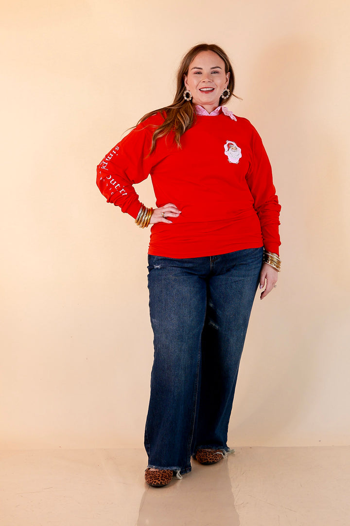 True Believer Vintage Santa Long Sleeve Tee in Red
