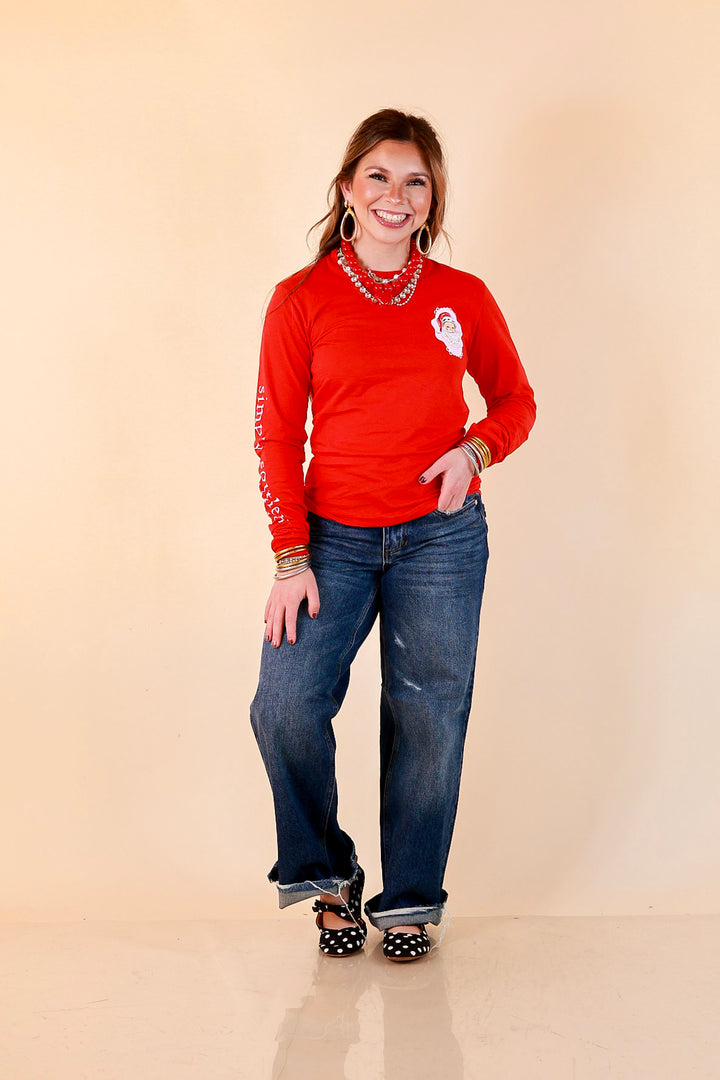 True Believer Vintage Santa Long Sleeve Tee in Red