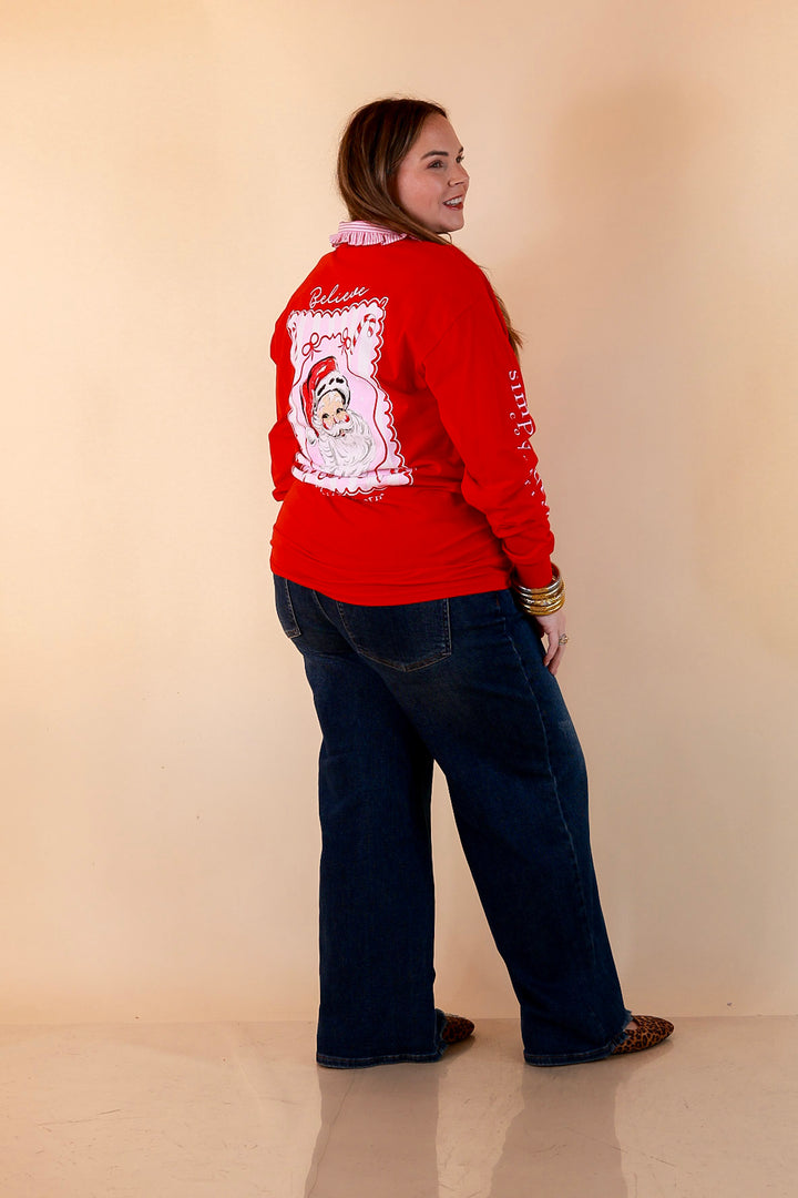 True Believer Vintage Santa Long Sleeve Tee in Red