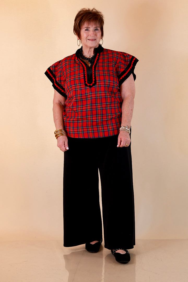 Unapologetically Wild Plaid Top in Red, Black and Green
