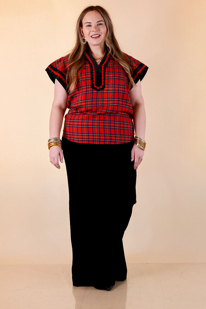 Unapologetically Wild Plaid Top in Red, Black and Green