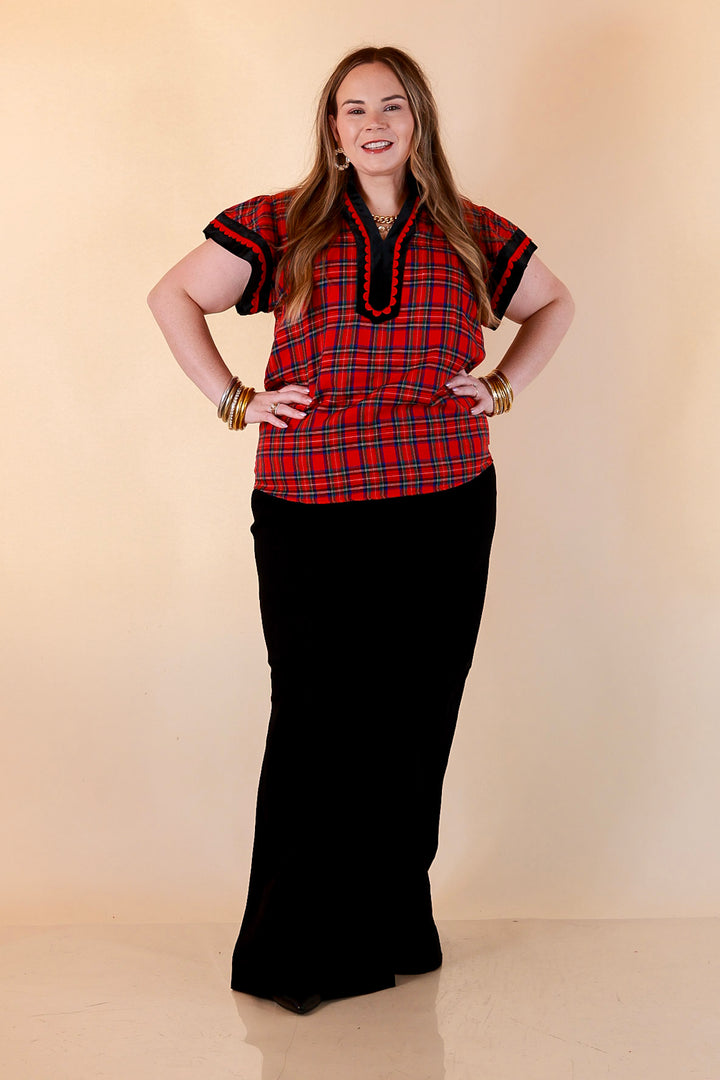 Unapologetically Wild Plaid Top in Red, Black and Green