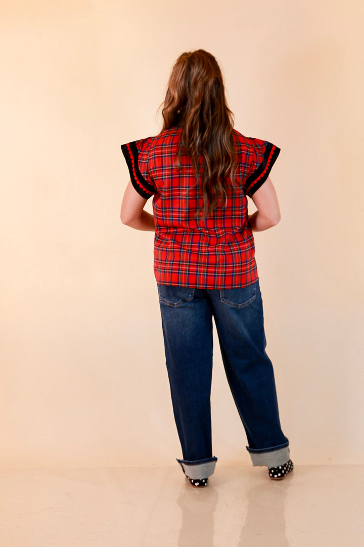 Unapologetically Wild Plaid Top in Red, Black and Green