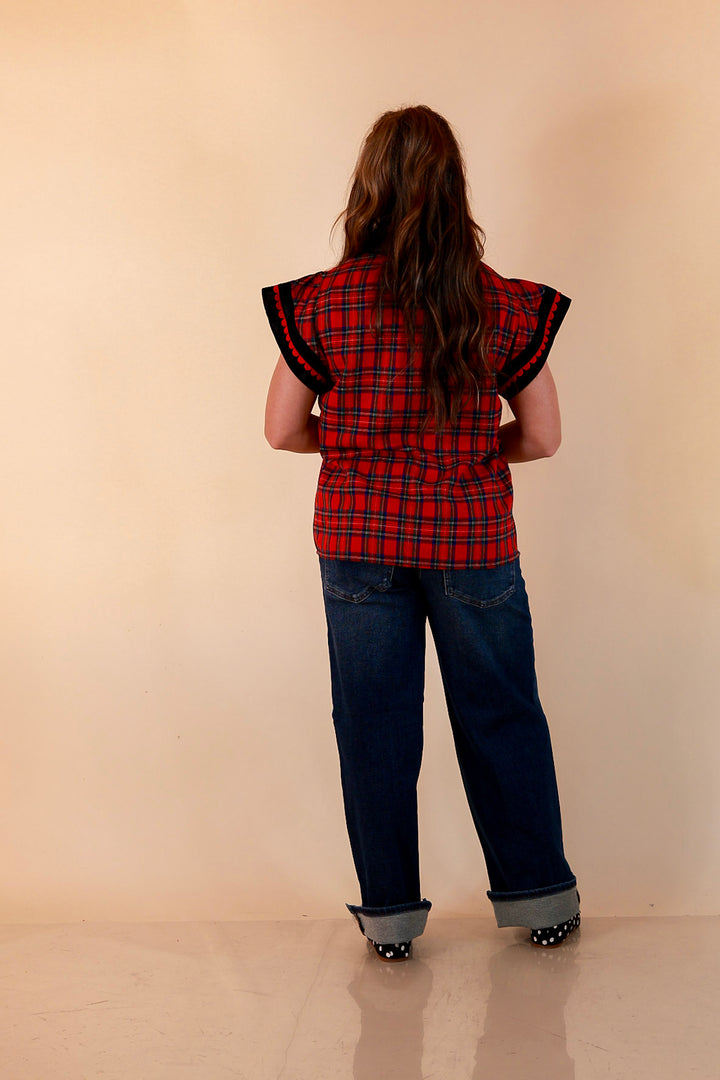 Unapologetically Wild Plaid Top in Red, Black and Green