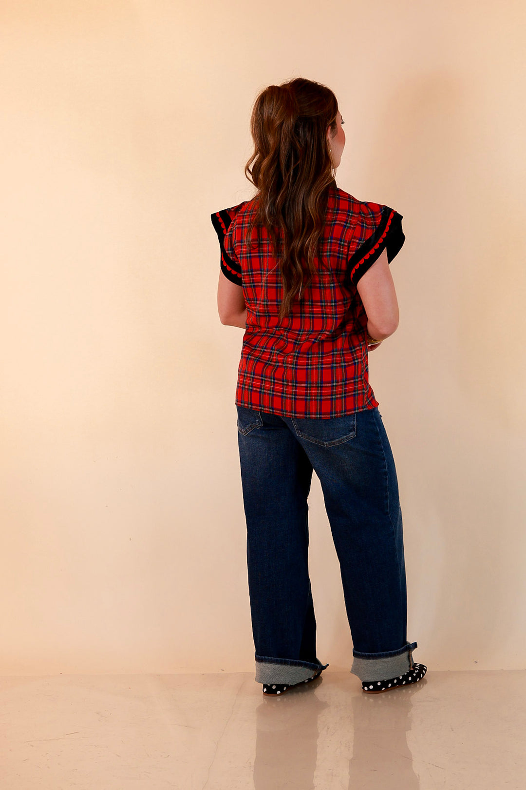 Unapologetically Wild Plaid Top in Red, Black and Green
