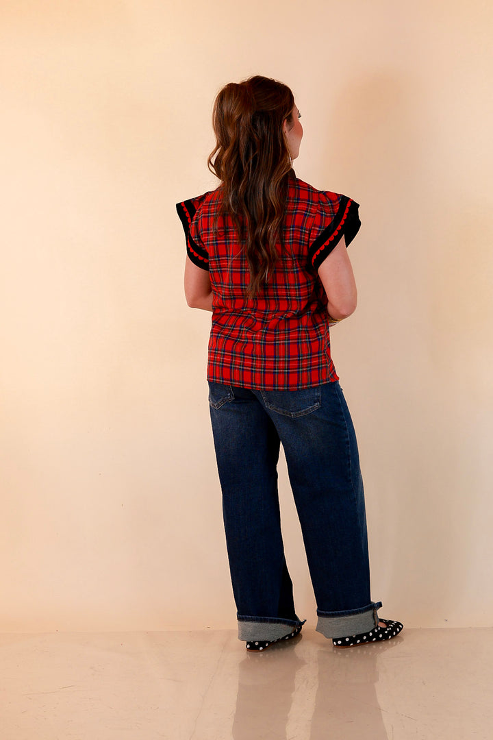 Unapologetically Wild Plaid Top in Red, Black and Green