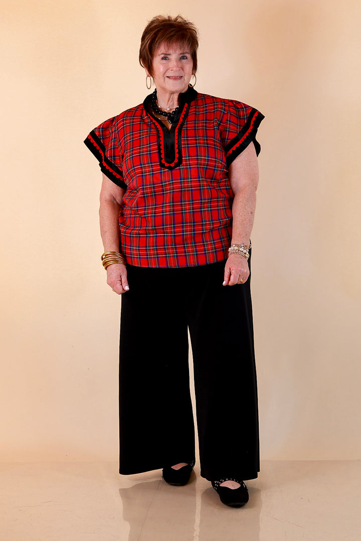 Unapologetically Wild Plaid Top in Red, Black and Green