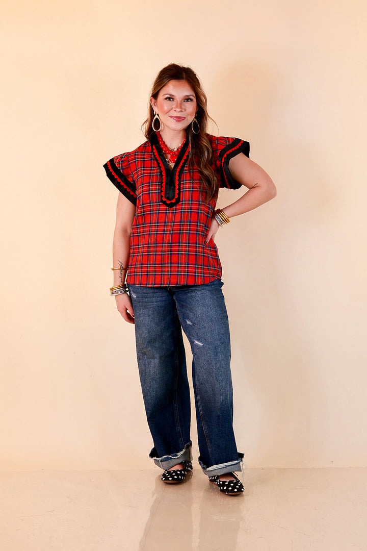 Unapologetically Wild Plaid Top in Red, Black and Green