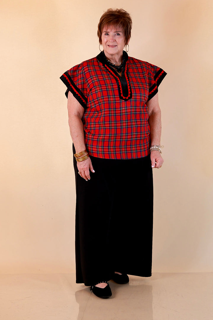 Unapologetically Wild Plaid Top in Red, Black and Green