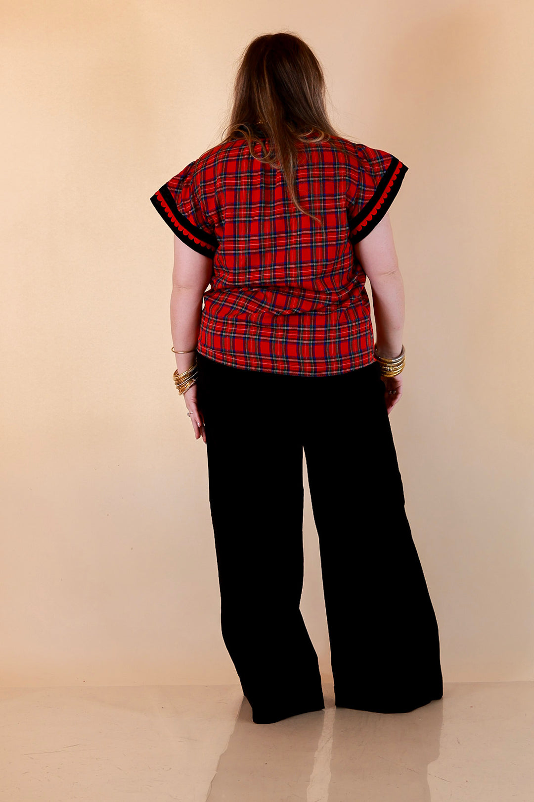 Unapologetically Wild Plaid Top in Red, Black and Green