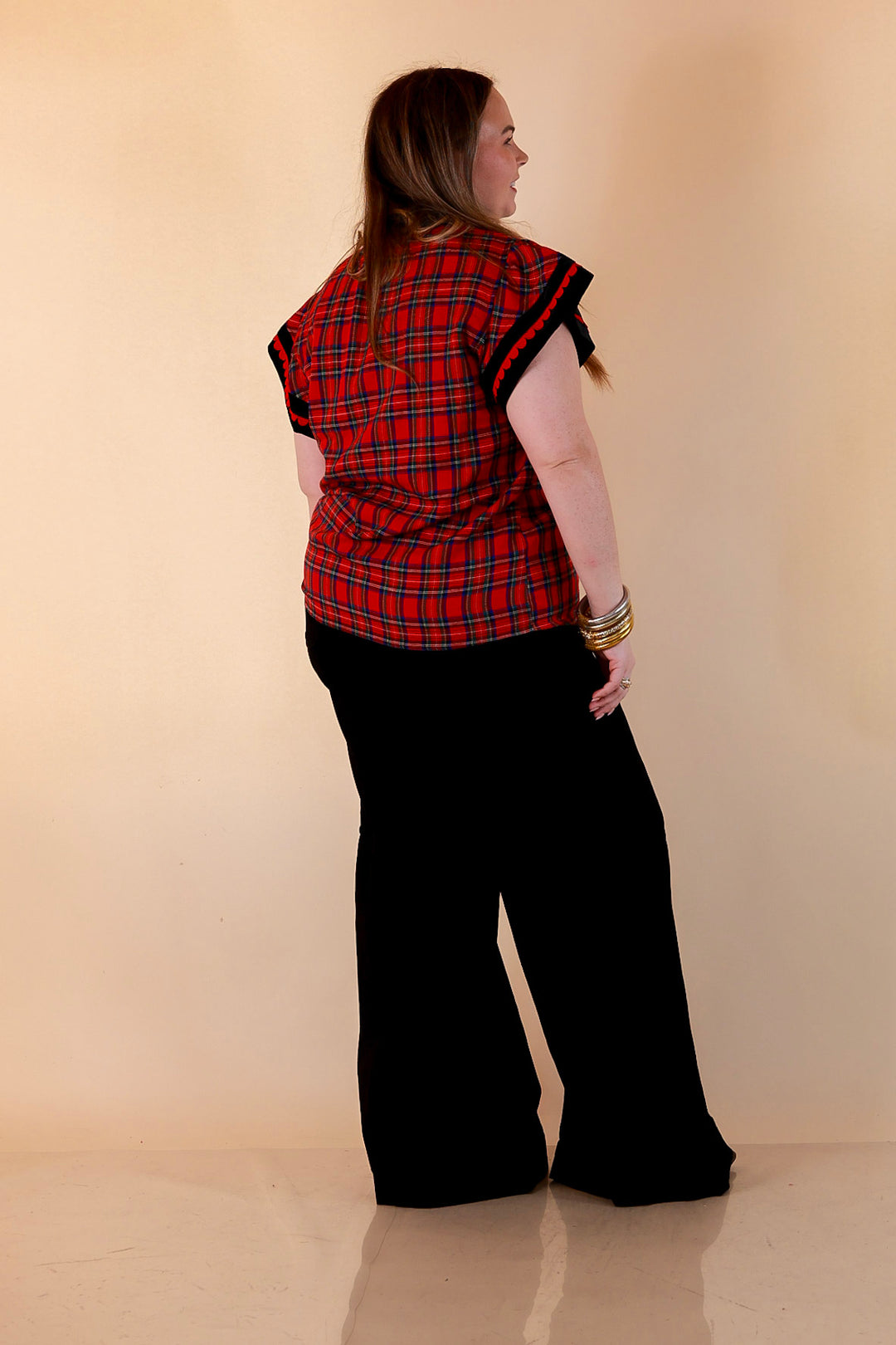 Unapologetically Wild Plaid Top in Red, Black and Green