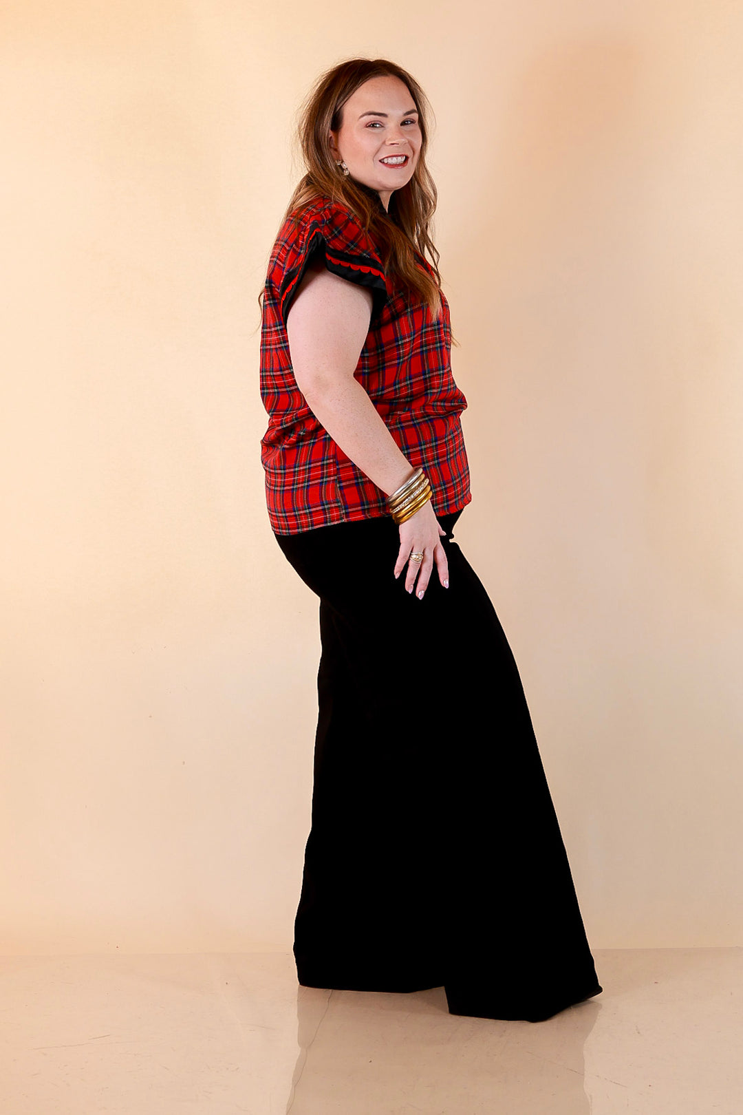 Unapologetically Wild Plaid Top in Red, Black and Green