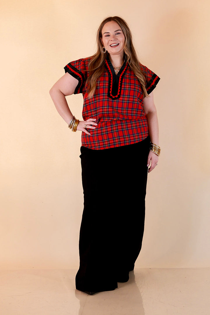 Unapologetically Wild Plaid Top in Red, Black and Green