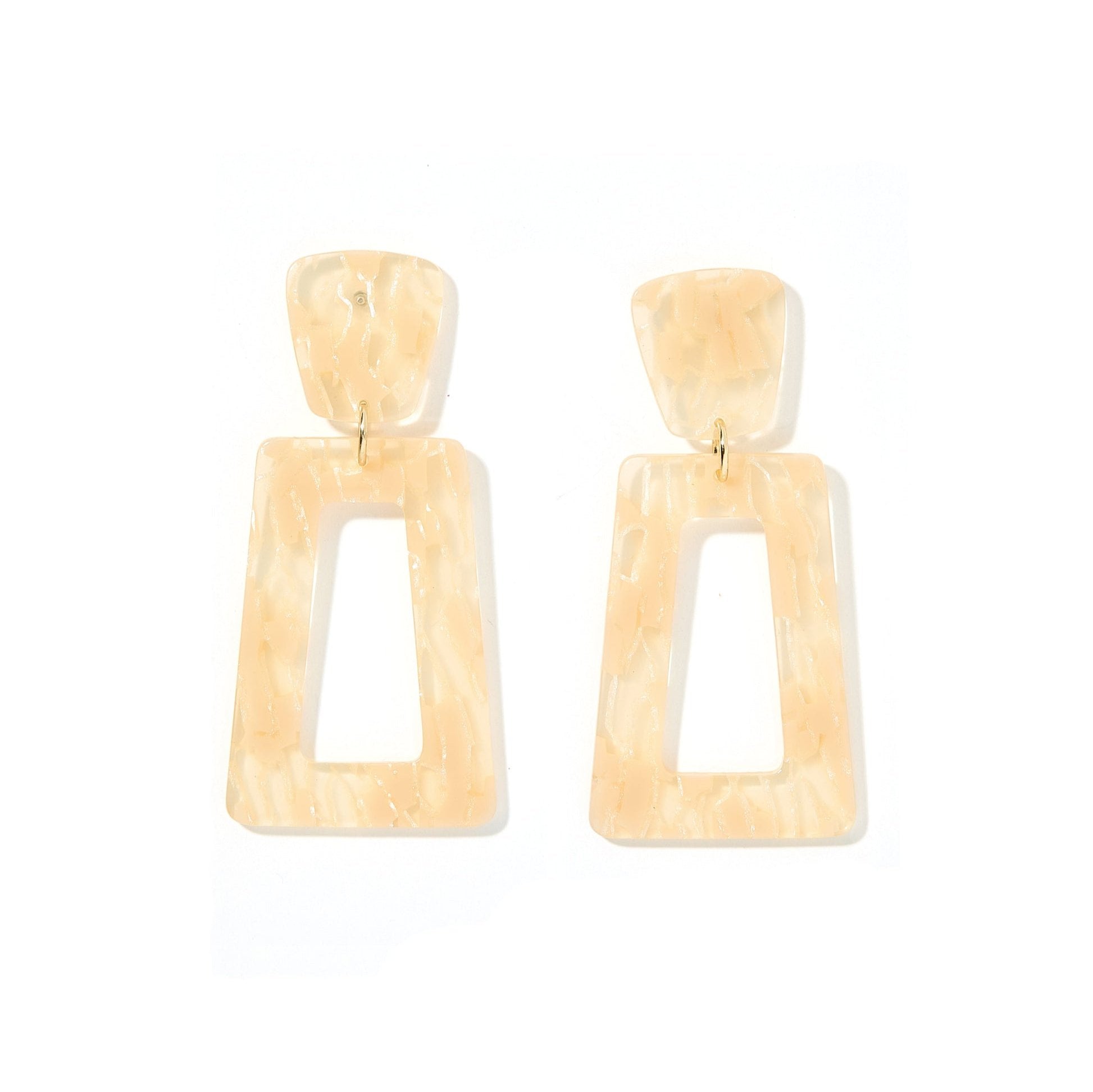 Linny Co | Kennedy Rectangular Drop Earrings in Champagne Checker