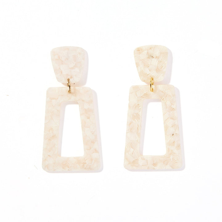 Linny Co | Kennedy Rectangular Drop Earrings in White Shell