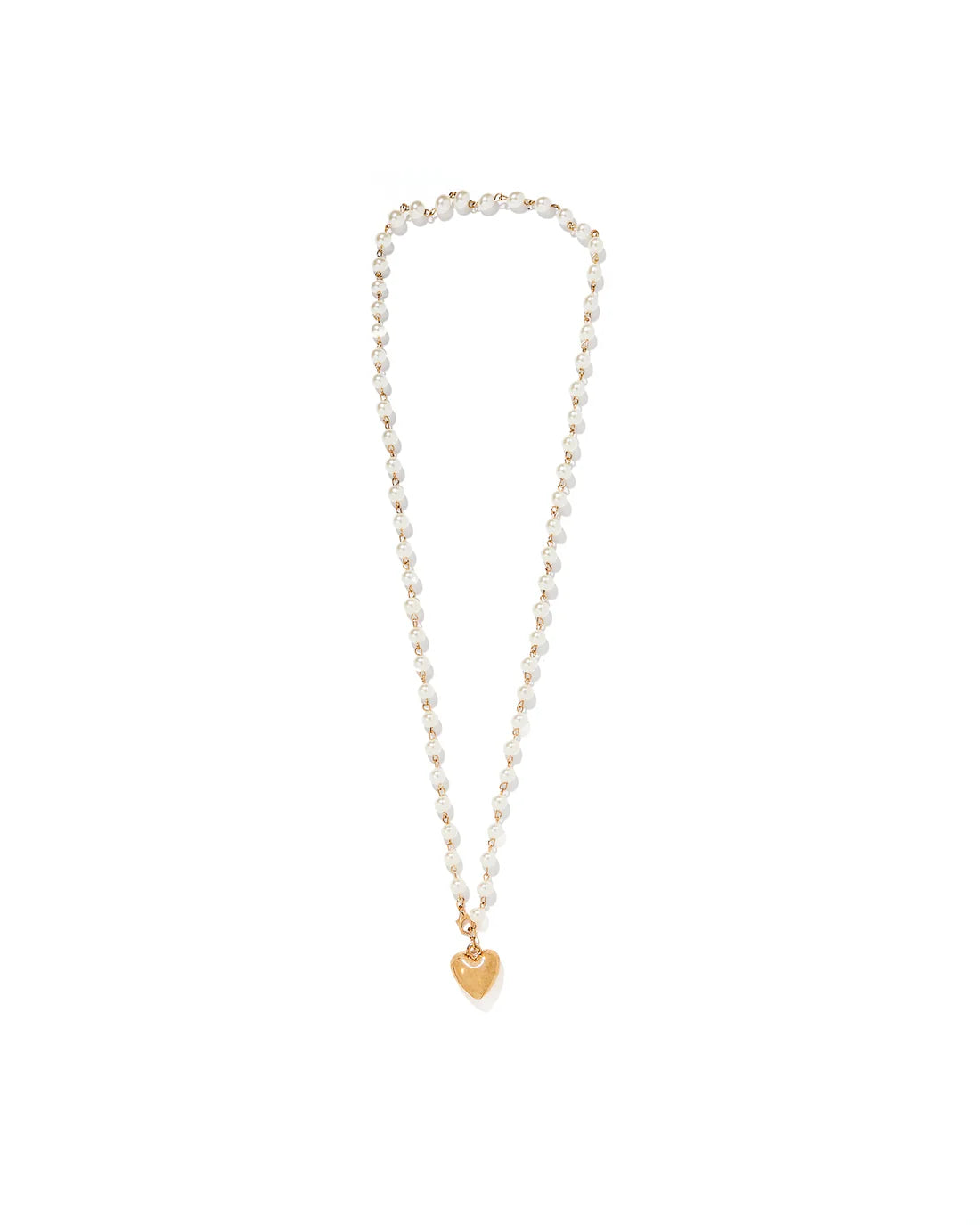 Linny Co | London Mini Pearl Necklace with Gold Heart Pendant