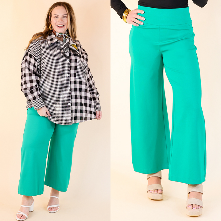 Confident Stride Cropped Wide Leg Pant in Jade Green