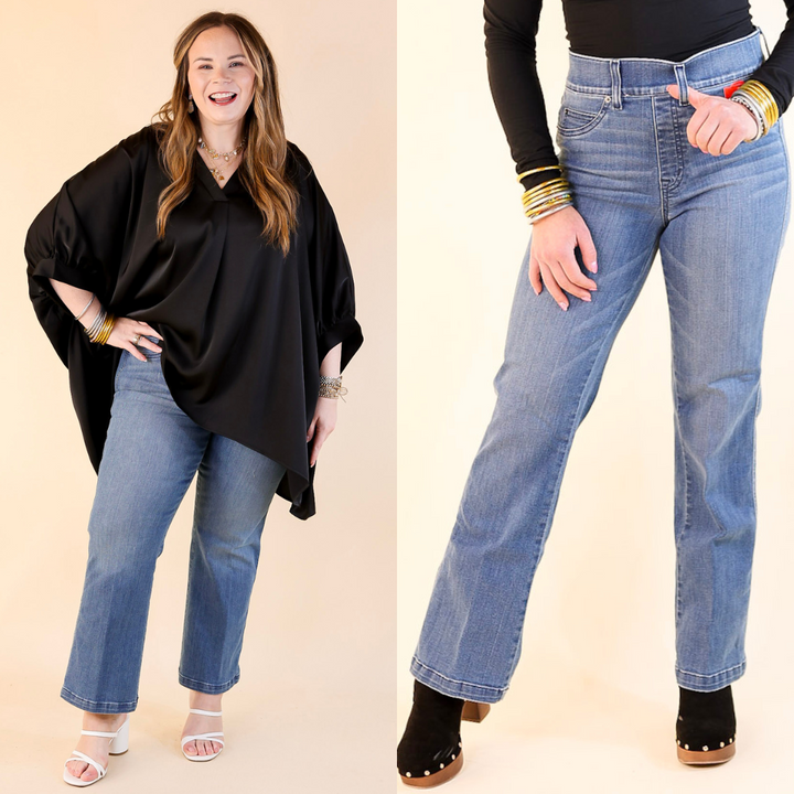 SPANX | EveryWear Kick Flare Crop Denim Jeans in Vintage Indigo (Medium Wash)