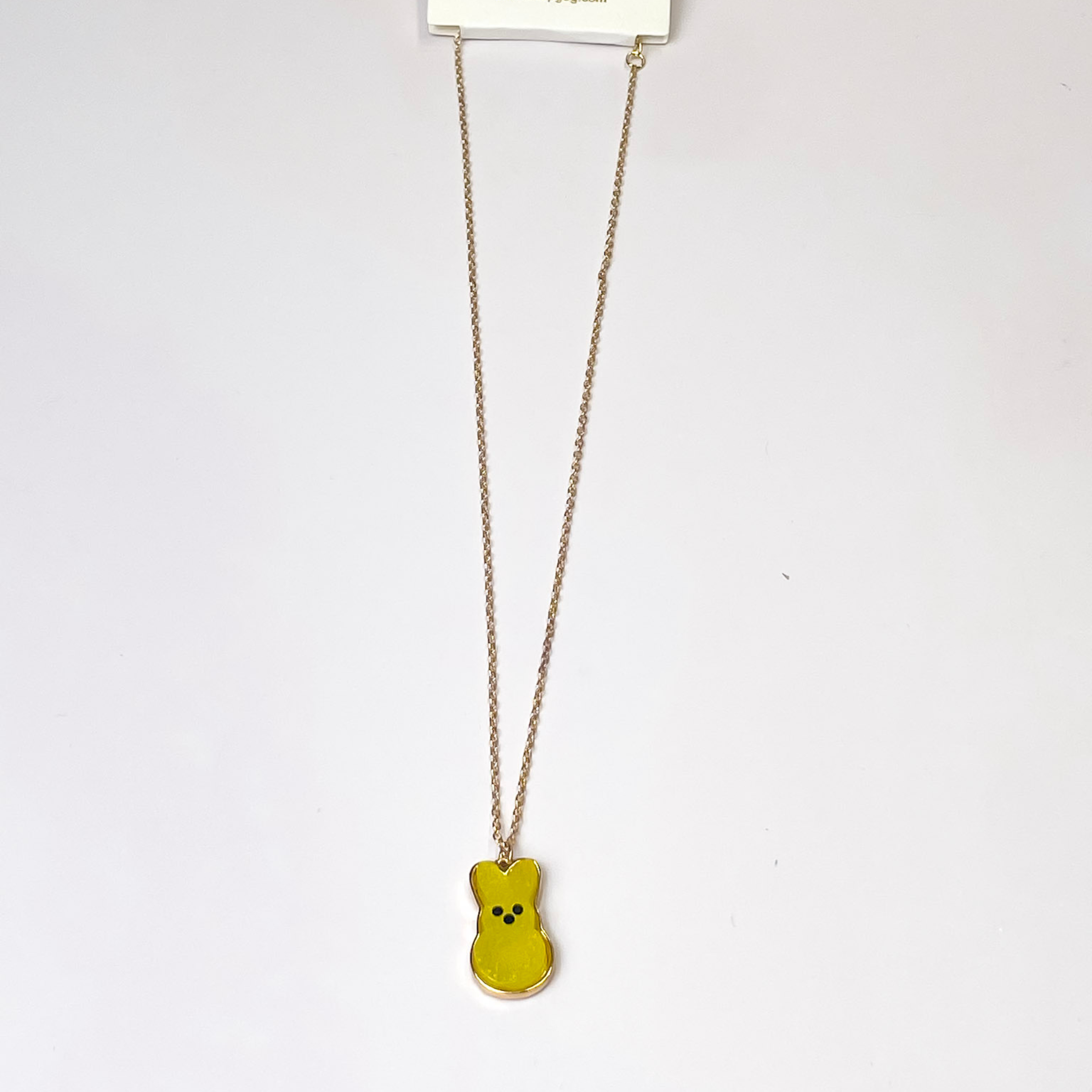 Gold Chain Necklace with Bunny Pendant in Yellow - Giddy Up Glamour Boutique