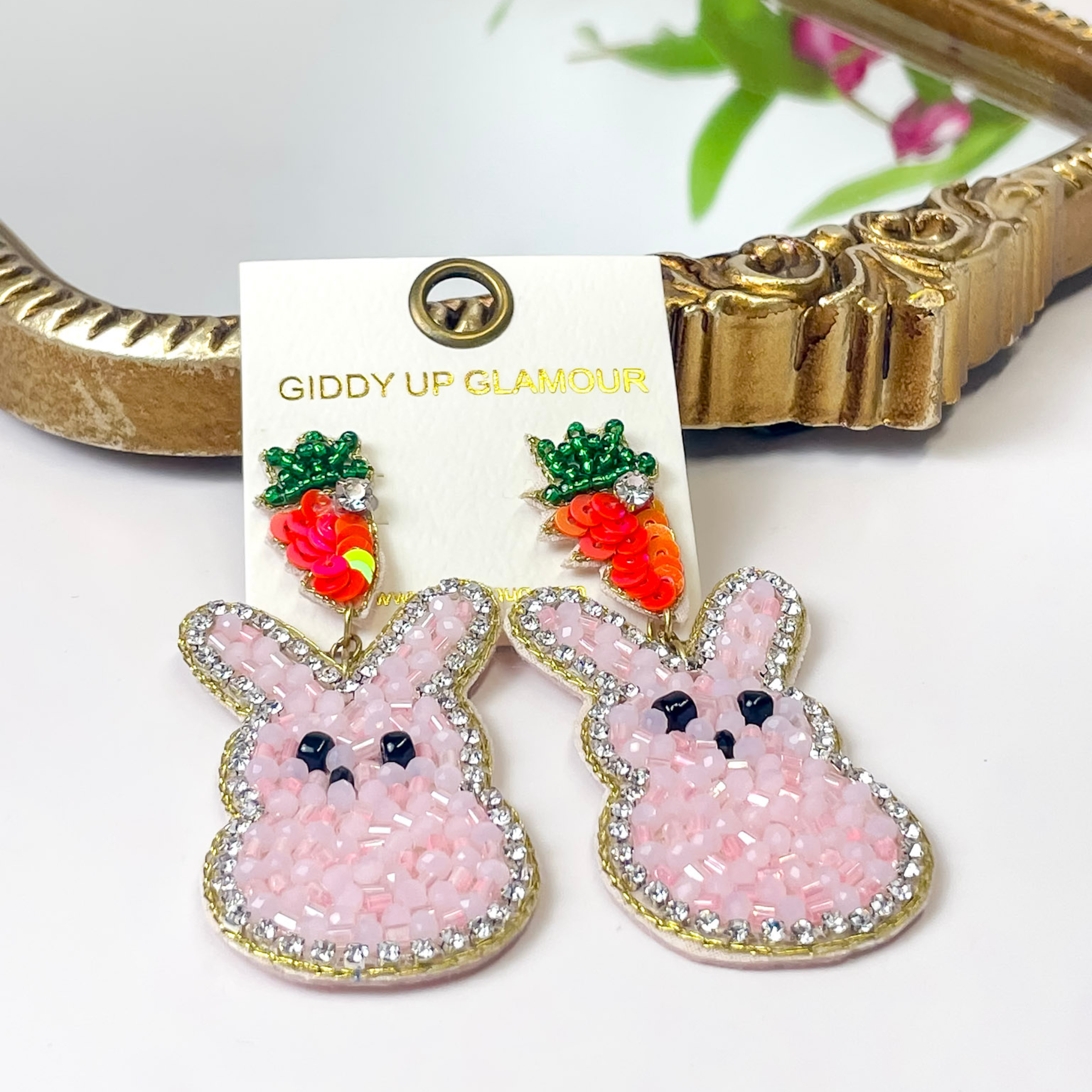 Bunny Beaded Earrings in Pink - Giddy Up Glamour Boutique