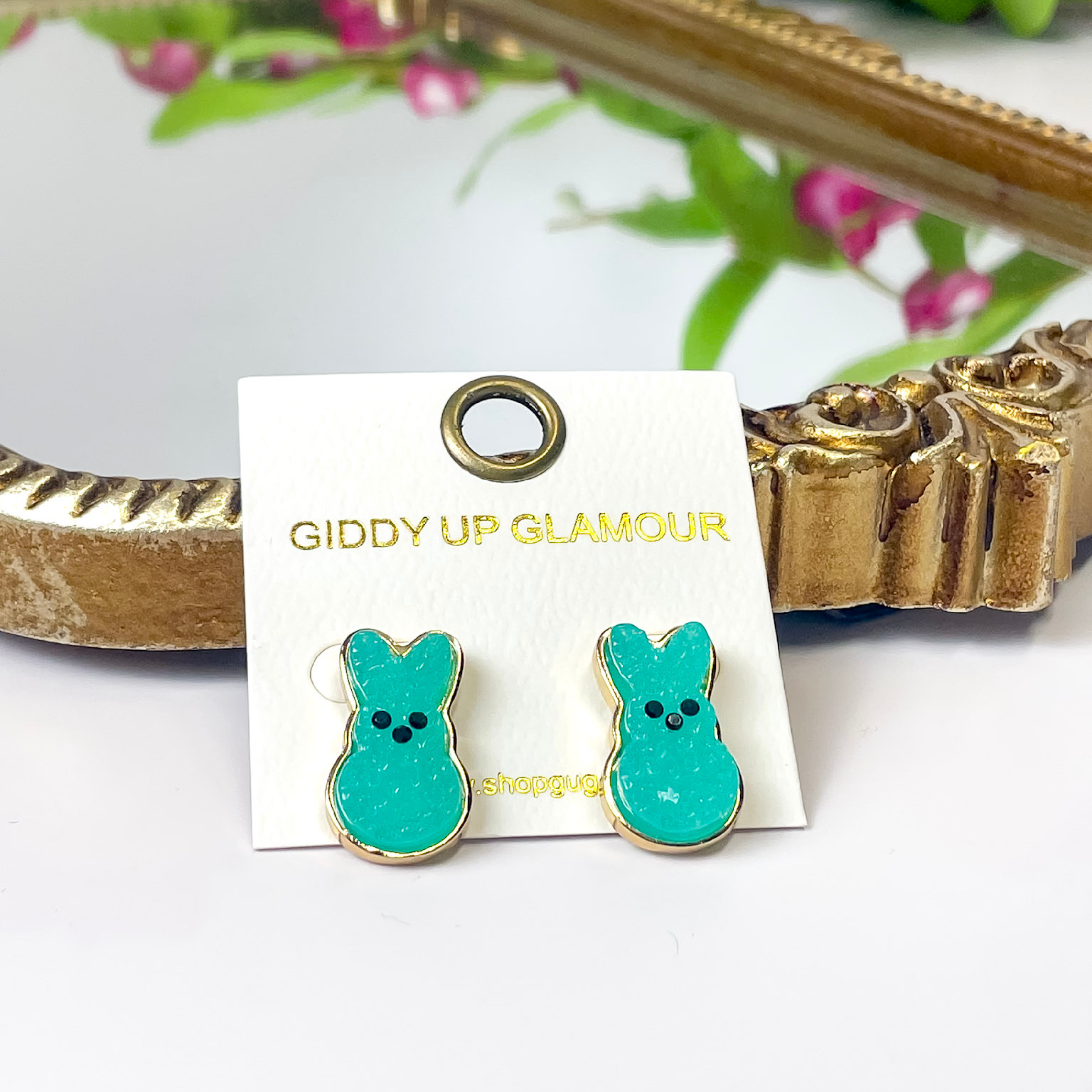 Bunny Stud Earrings in Green - Giddy Up Glamour Boutique