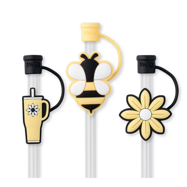 Swig | Busy Bee Straw Topper Set