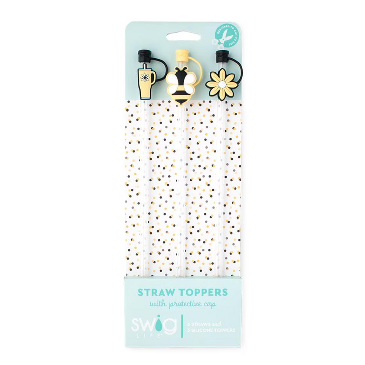 Swig | Busy Bee Straw Topper Set