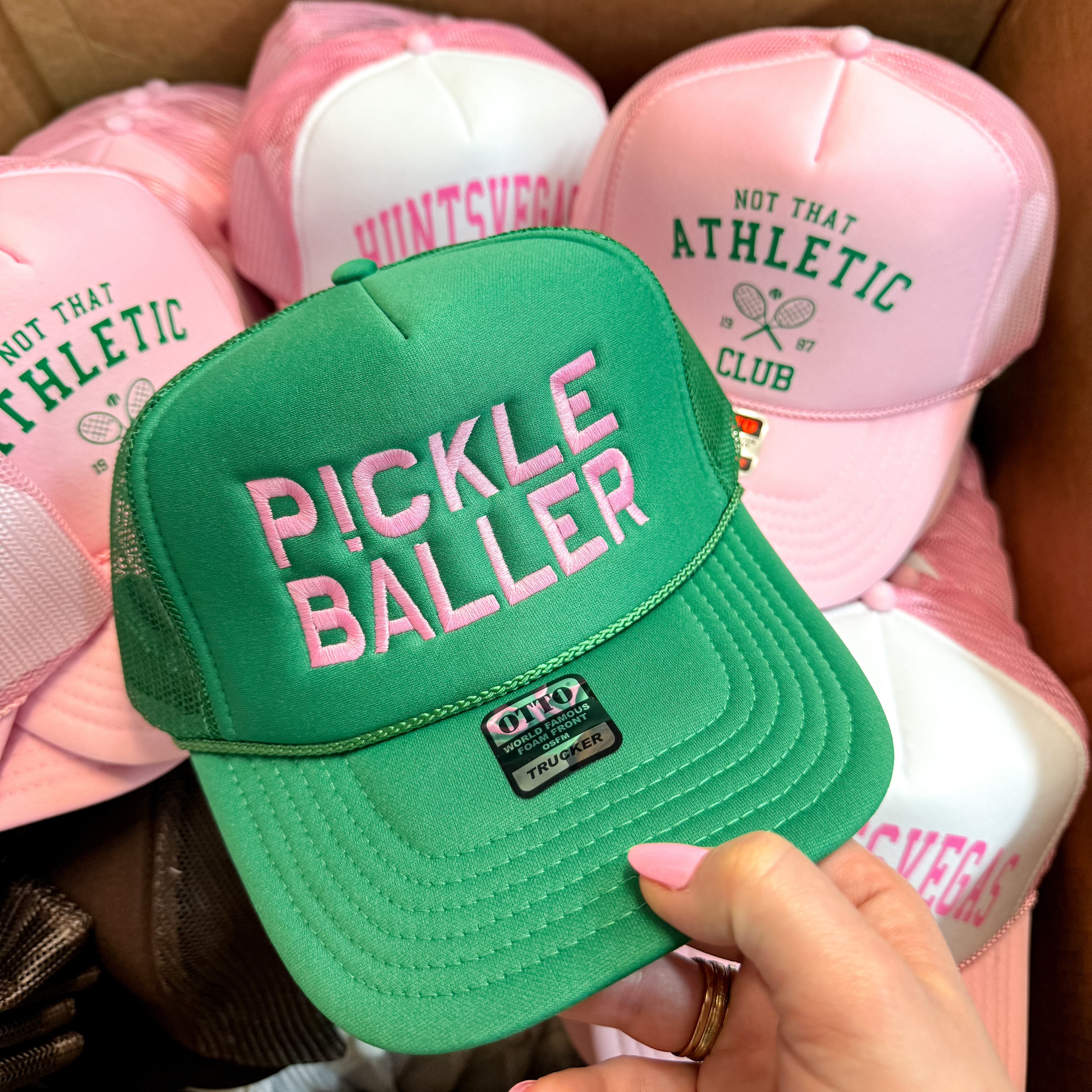 Pickle Baller Foam Trucker Hat in Kelly Green - Giddy Up Glamour Boutique