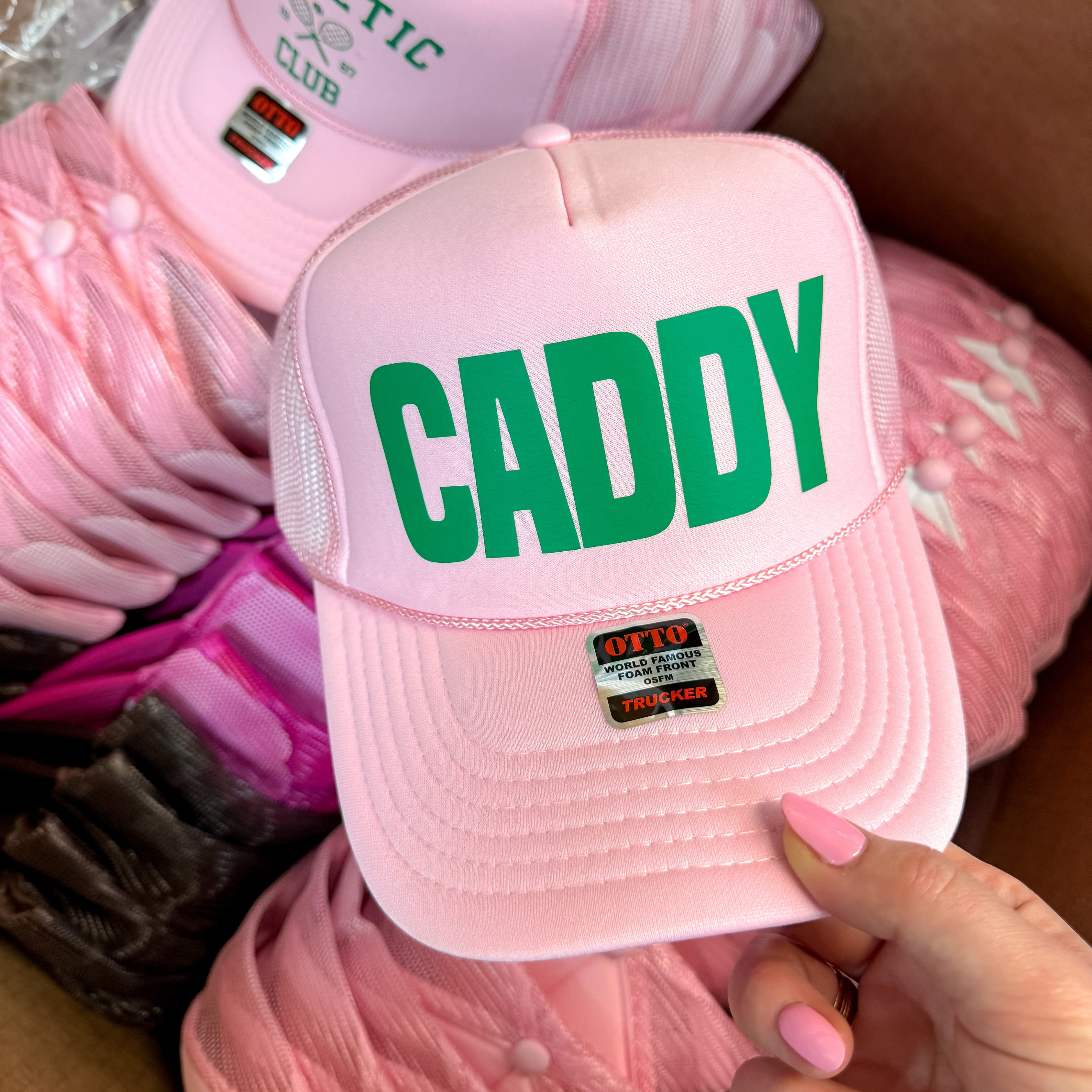 Caddy Foam Trucker Hat in Light Pink - Giddy Up Glamour Boutique