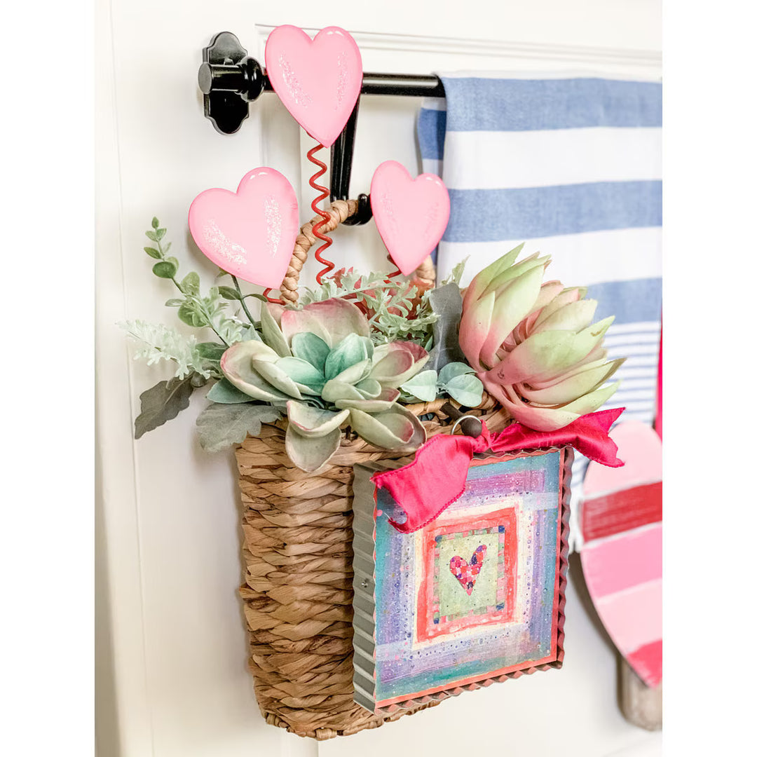 The Round Top Collection | Heart Trio Garden Stake in Pink