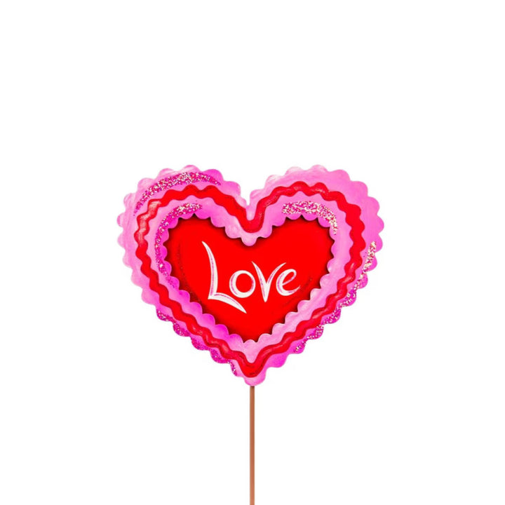 The Round Top Collection | Ric Rac "Love" Conversation Heart Garden Stake in Pink