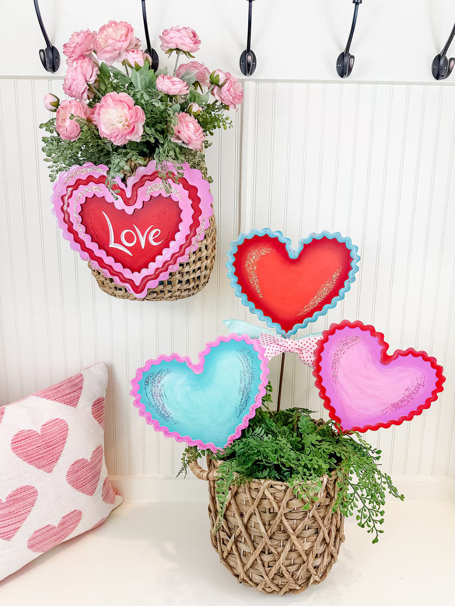 The Round Top Collection | Ric Rac "Love" Conversation Heart Garden Stake in Pink