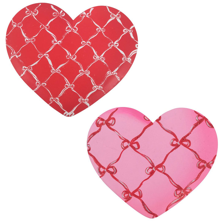 The Round Top Collection | Hearts with Bow Lattice Heart Magnet in Red