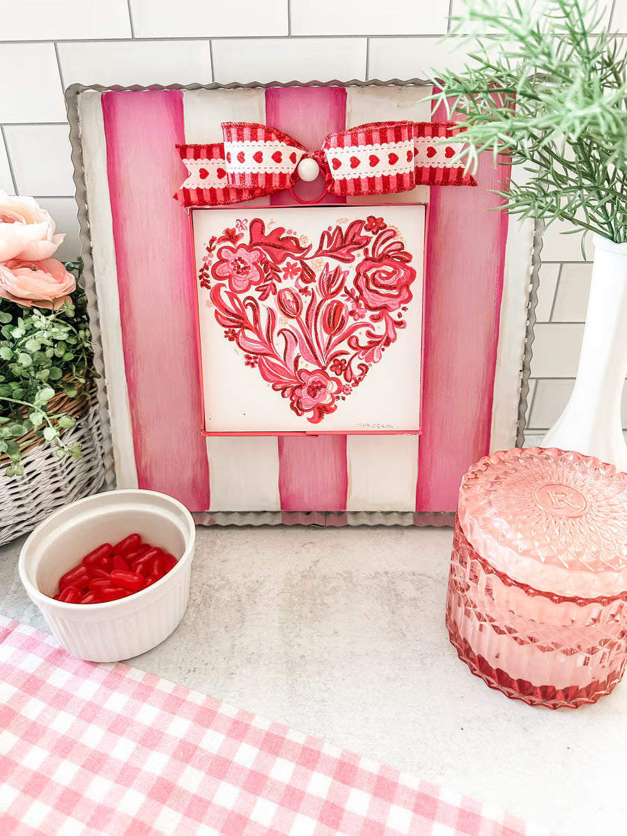 The Round Top Collection | Mini Gallery Art Chinoiserie Collage Heart in Pink