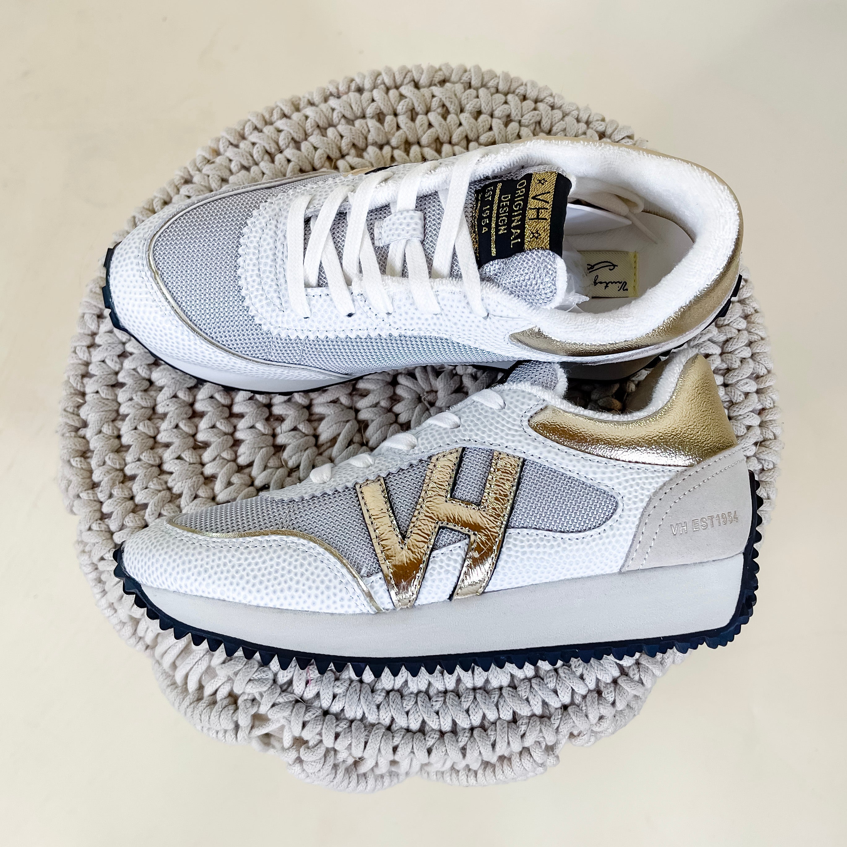 Vintage Havana | Cosmic 8 Sneakers in White, Black, and Gold