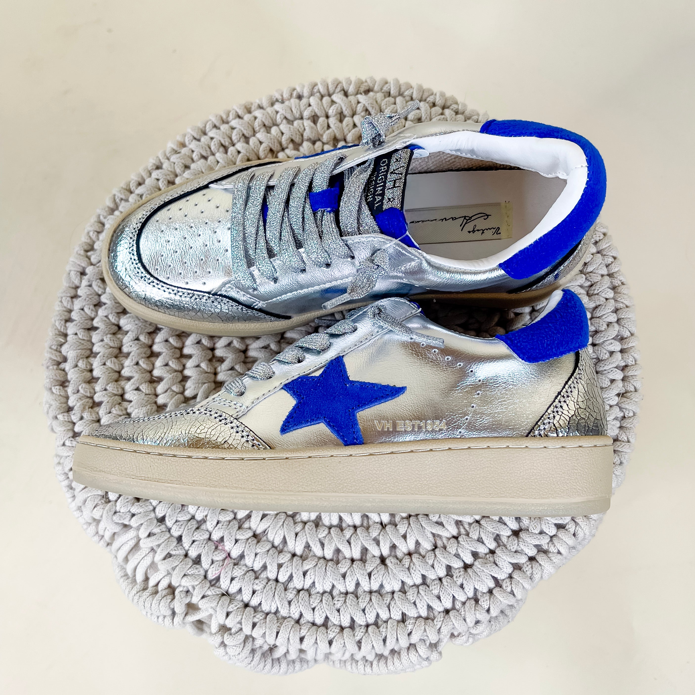 Vintage Havana | Denisse 43 Sneakers in Washed Silver and Blue