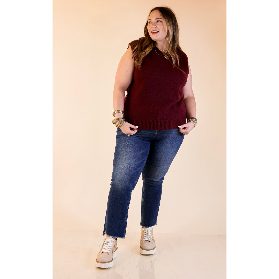 Vested Interest Knit V Neck Sweater Vest in Maroon