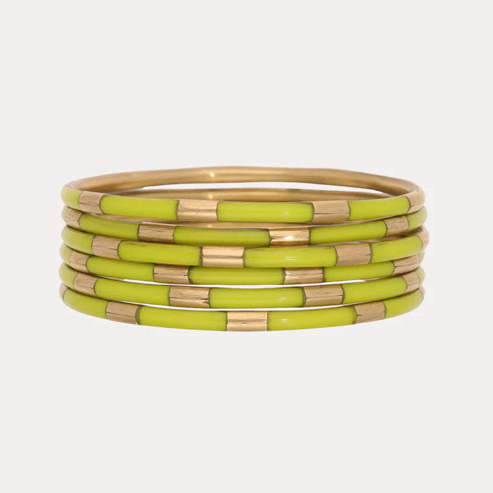 BuDhaGirl | Set of Six | Veda Bangles in Wasabi Green