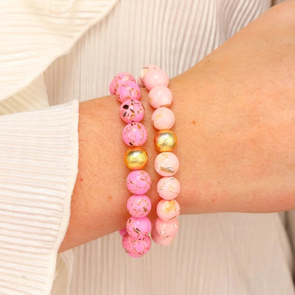 BuDhaGirl | Marble Beaded Bracelet in Pink