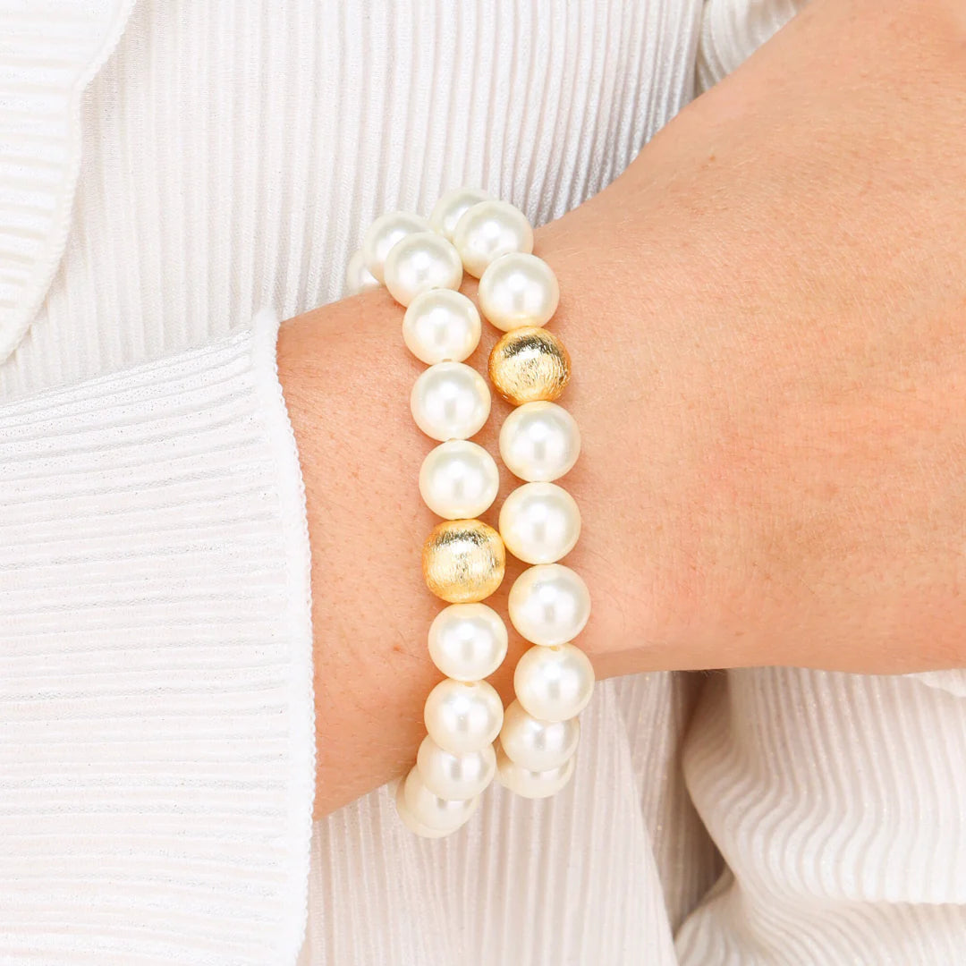 BuDhaGirl | White Pearl Mala Beaded Bracelet - Giddy Up Glamour Boutique