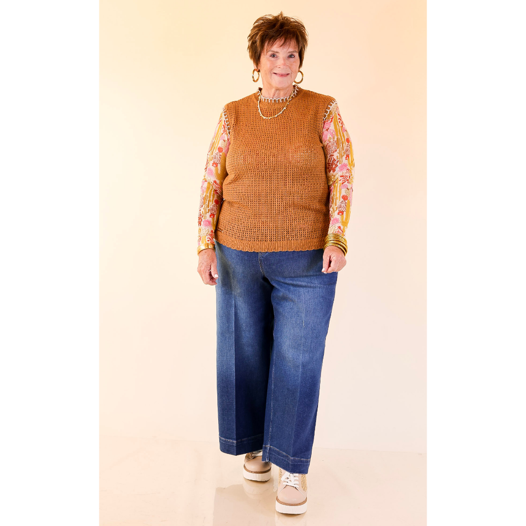 Western Dream Cacti Print Mesh Long Sleeve Top in Cream, Olive Green and Pink