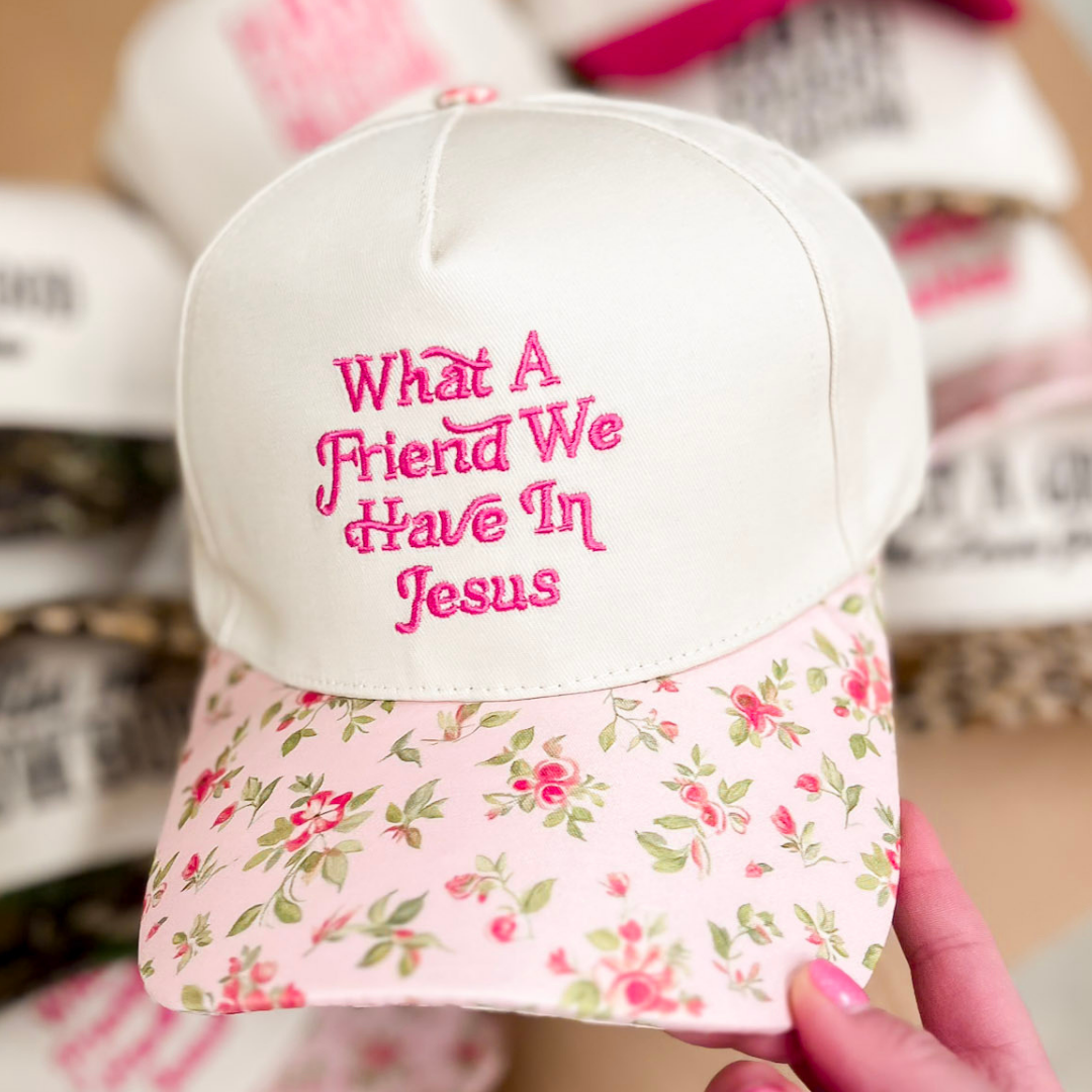 What a Friend We Have in Jesus Two Tone Canvas Trucker Cap in Multiple Color Options