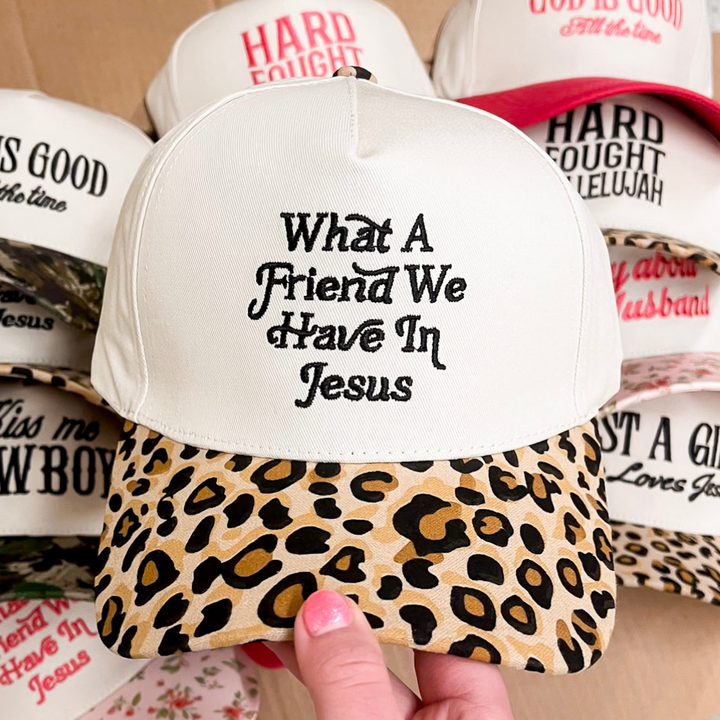 What a Friend We Have in Jesus Two Tone Canvas Trucker Cap in Multiple Color Options