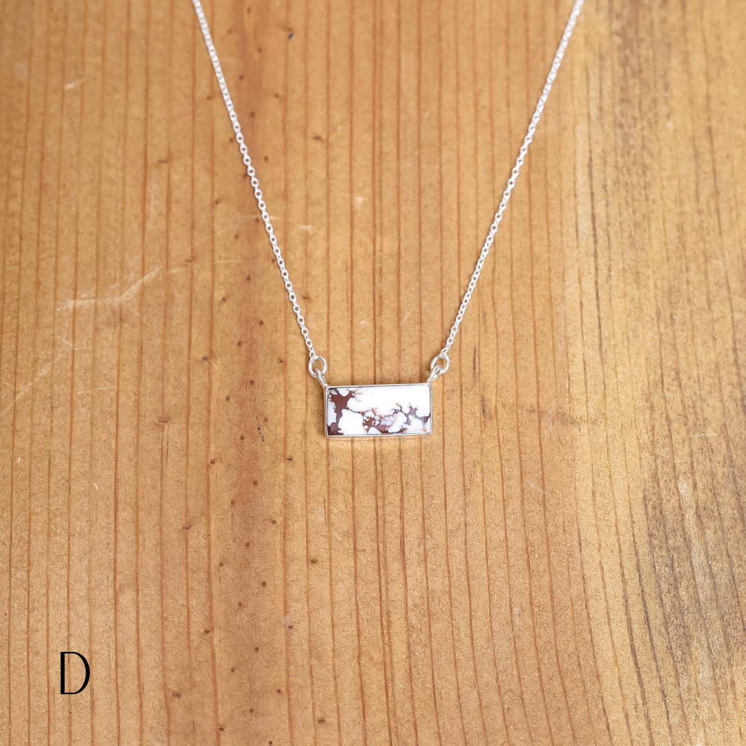 Navajo | Wild Horse Bar Pendant Necklace in White Buffalo