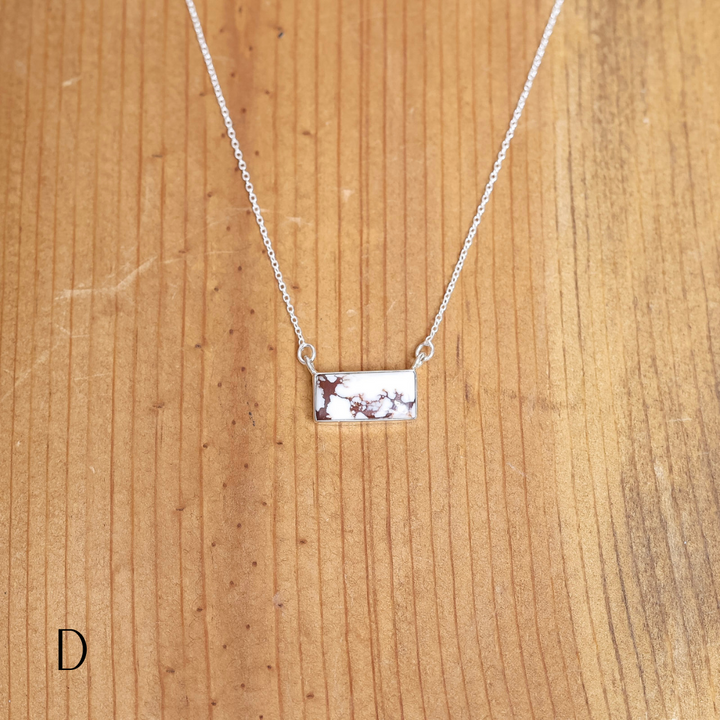 Navajo | Wild Horse Bar Pendant Necklace in White Buffalo