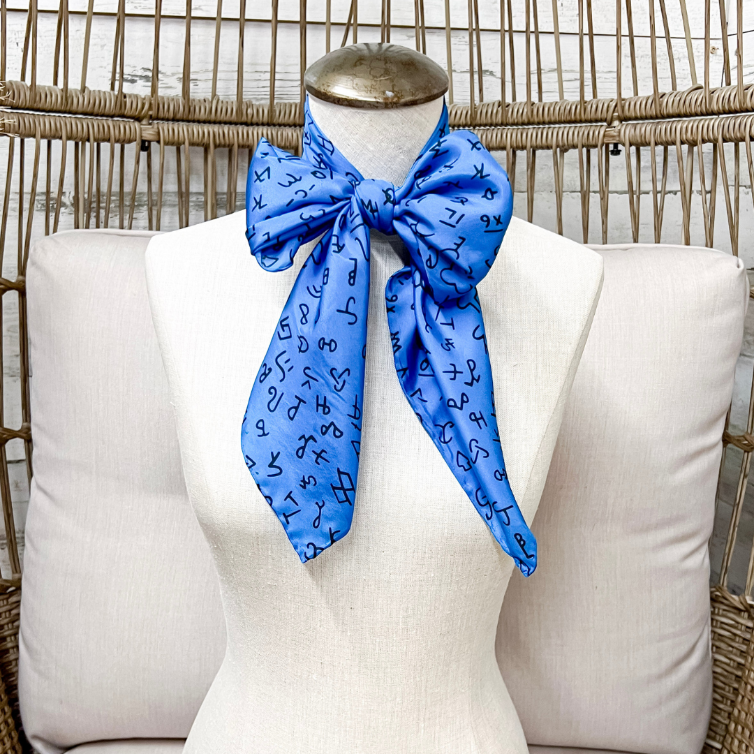 Wyoming Traders | Branded Print Silk Wild Rag Scarf in Blue