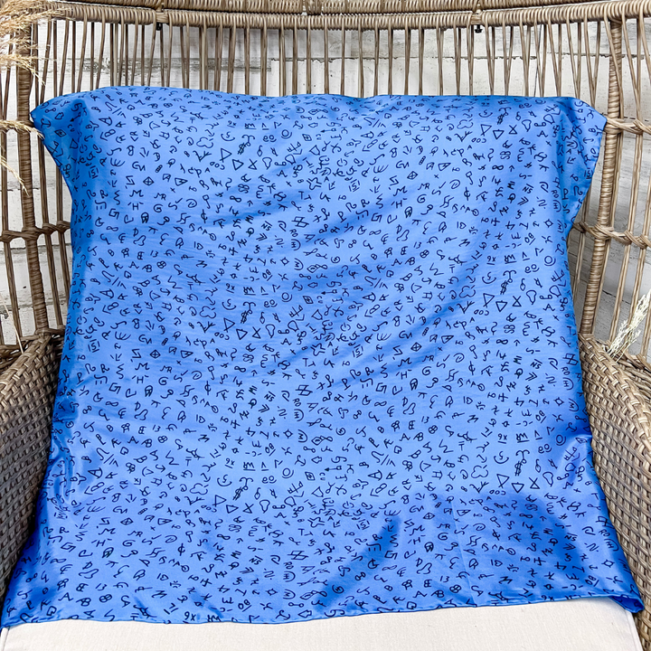 Wyoming Traders | Branded Print Silk Wild Rag Scarf in Blue