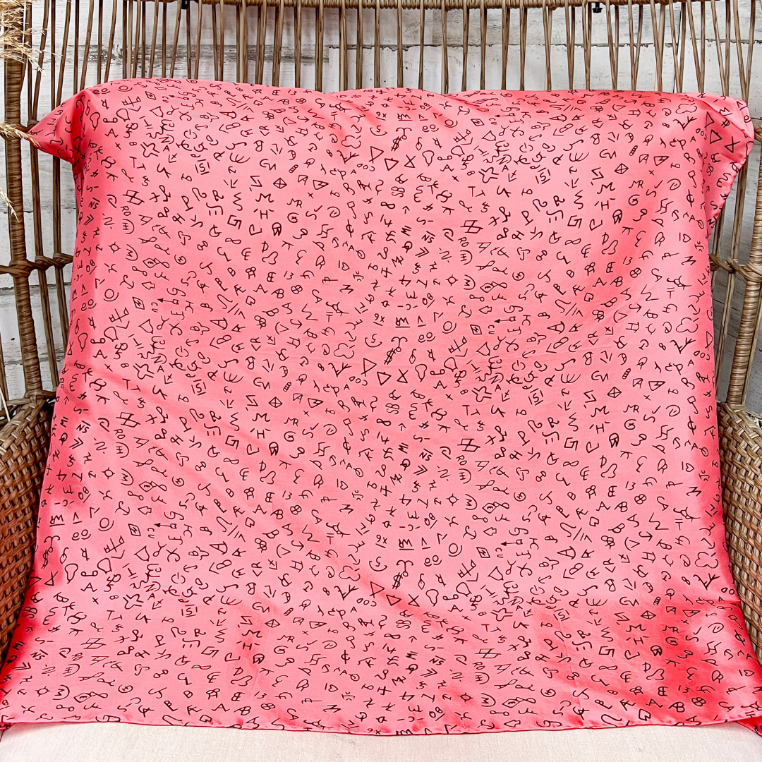 Wyoming Traders | Branded Print Silk Wild Rag Scarf in Coral